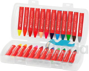 Faber-Castell Zsírkrétakészlet 24db-os háromszögletű Jumbo + kaparóval műanyag dobozban