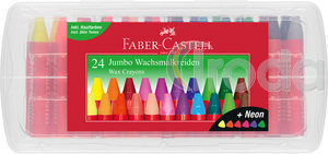 Faber-Castell Zsírkrétakészlet 24db-os háromszögletű Jumbo + kaparóval műanyag dobozban