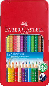 Faber-Castell Színes ceruza-készlet 12db-os háromszögletű GRIP fém dobozban