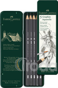 "Faber-Castell Grafitceruza-készlet 5db-os hatszögletű AQUARELL fém dobozban (HB;2B;4B;6B;8B)"