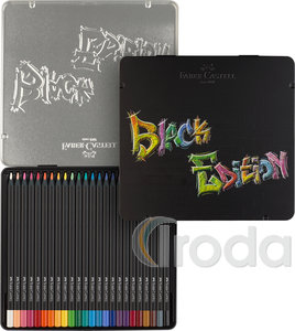 Faber-Castell Sz&iacute;nesceruza-k&eacute;szlet 24db-os h&aacute;romsz&ouml;gletű BLACK EDITION fekete testű f&eacute;m dobozban