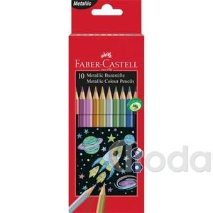 Színes ceruza készlet, hatszögletű, FABER-CASTELL, 10 különböző metál szín 201583
