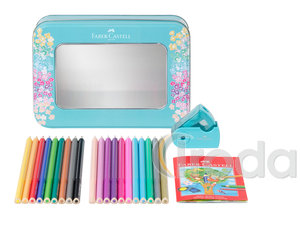 Faber-Castell Színes ceruza-készlet 20db-os háromszögletű SPARKLE + Sleeve hegyező fém dobozban