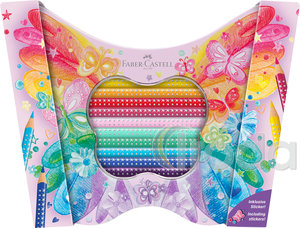 Faber-Castell Színes ceruza-készlet 20db-os háromszögletű SPARKLE pillangós fém dobozban (12db alap +8db pasztell szín)