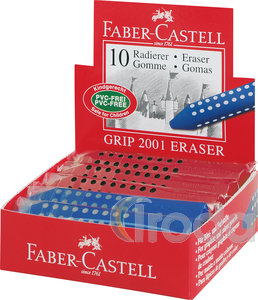Faber-Castell Radír GRIP 2001 háromszögletű piros,kék színben