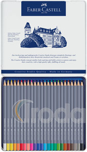 Faber-Castell Akvarell sz&iacute;nesceruza-k&eacute;szlet 24db-os hatsz&ouml;gletű GOLDFABER AQUA f&eacute;m dobozban