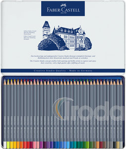 Faber-Castell Akvarell sz&iacute;nesceruza-k&eacute;szlet 36db-os hatsz&ouml;gletű GOLDFABER AQUA f&eacute;m dobozban