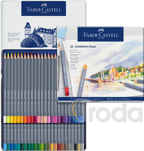 Faber-Castell Akvarell sz&iacute;nesceruza-k&eacute;szlet 48db-os hatsz&ouml;gletű GOLDFABER AQUA f&eacute;m dobozban