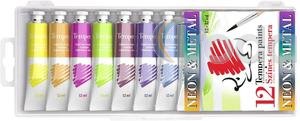 ICO Süni tempera, 12 tubusos, színes metál és neon színek