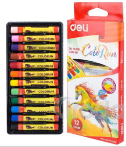 Olajpasztellkréta, hengeres, DELI ColoRun, 12 különböző szín