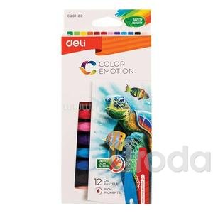 Olajpasztellkréta, hatszögletű, DELI COLOR EMOTION, 12 különböző szín