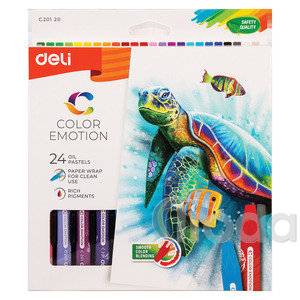 DELI Olajpasztellkréta, hatszögletű, 24 darabos, COLOR EMOTION