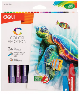 Olajpasztellkréta, hatszögletű, DELI COLOR EMOTION, 24 különböző szín