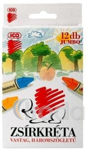 Zsírkréta ICO Süni, 12 db-os készlet, háromszögletű vastag