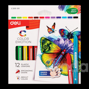 DELI Zsírkréta, háromszögletű, 12 darabos, COLOR EMOTION