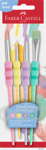 Faber-Castell Ecsetkészlet 4db-os puha tapintású pasztell kerek/lapos végű (4;8;10/12-es méretű)