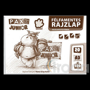 Rajzlap, félfamentes, 20 lap, A3, 120g, PAX JUNIOR, iratgyűjtőben
