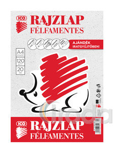Rajzlap, félfamentes, 20 lap, A4, 120g, Ico Süni, iratgyűjtőben