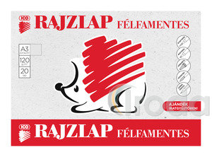 Rajzlap, félfamentes, 20 lap, A3, 120g, Ico Süni, iratgyűjtőben