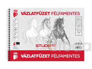 ICO STUDENT B5 vázlatfüzet, félfamentes, 120g, 32 lap, spirálozott