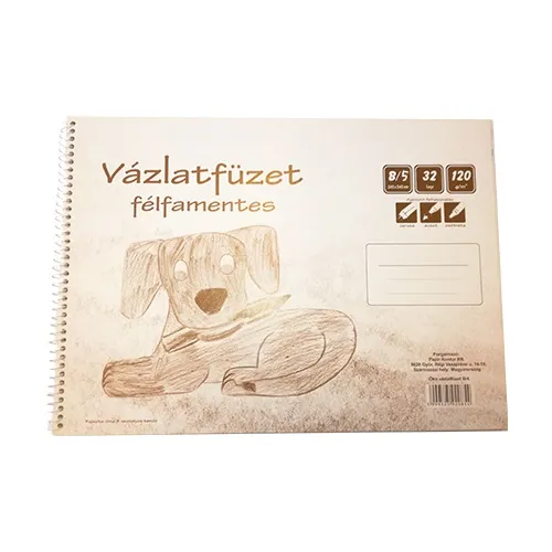 Vázlatfüzet spirálos B5 32 lapos félfamentes