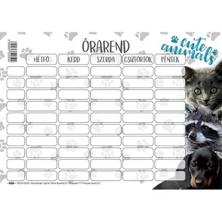 Órarend pd 165x117 mm
