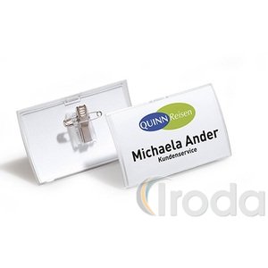 Névkitűző Durable 40x75 mm tű+csipesz pattintós