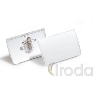 Névkitűző Durable 40x75 mm tű+csipesz pattintós