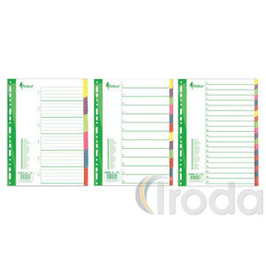 Elv&aacute;laszt&oacute; lap műanyag A4, 6r&eacute;szes sz&iacute;nes