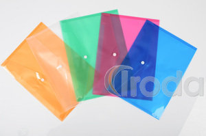 Irattartó tasak A5, patentos, műanyag, pink / piros