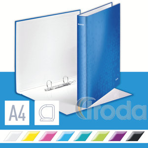 Gyűrűskönyv LEITZ lakkfényű A/4 2db D gyűrűvel 40 mm gerinc kék 42410036