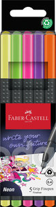 Faber-Castell Tűfilc készlet   5db-os 0,4mm GRIP neon