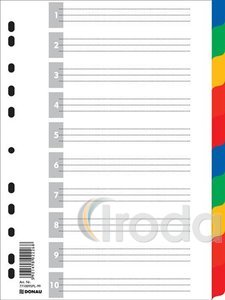 Regiszter, műanyag, A4, 10 részes, DONAU, színes