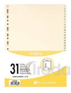 Regiszter karton Exacompta A/4 1-31-ig bézs
