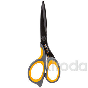 Olló 17,5cm fekete Deli Ergo, tapadásmentes teflon felület, ergonomikus fogó
