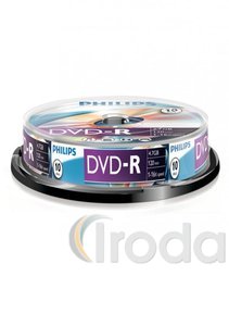 DVD-R PHILIPS, 4,7GB, 16x, hengeres, 10db/henger