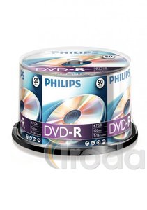 DVD-R PHILIPS 4,7Gb 16x, hengeres, 50db/henger