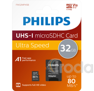 Philips Micro SDHC Memóriakártya 32GB Class 10 UHS-I U1 Adapter