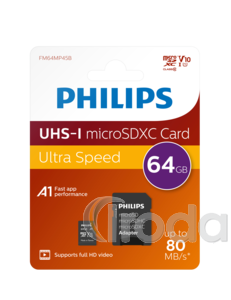 Philips Micro SDHC Memóriakártya 64GB Class 10 UHS-I U1 Adapter