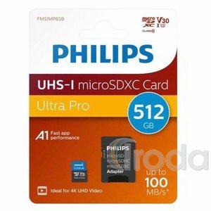 Philips Micro SDXC Memóriakártya 512GB Class 10 UHS-I U1 Adapter