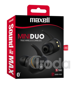 Maxell TWS fülhallgató, MiniDuo, bluetooth, fekete