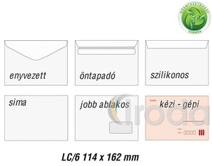 Boríték LC6 szilikonos, újrahasznosított, bélésnyomatlan 114x162mm