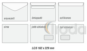 Boríték LC5 szilikon jobb ablak 45x90mm 162x229mm