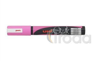 Folyékony krétamarker, UNI-BALL PWE-5M, fluo rózsa kúpos hegy