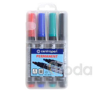 Centropen permanent marker, vágott hegy, 4db-os készlet