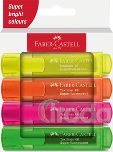 Faber-Castell Szövegkiemelő készlet 4db-os 46 fluoreszkáló papír dobozban (sárga,narancs,rózsaszín,zöld)
