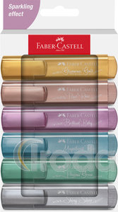 Faber-Castell Sz&ouml;vegkiemelő k&eacute;szlet 6db-os 46 met&aacute;l pap&iacute;r dobozban (arany,gy&ouml;ngyh&aacute;z r&oacute;zsasz&iacute;n,rubin k&eacute;k,z&ouml;ld,ez&uuml;st)