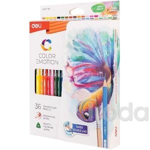 Akvarellceruza készlet, papírdobozban, DELI COLOR EMOTION, 36 különböző szín