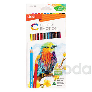 DELI Színesceruza készlet, 12 darabos, DELI COLOR EMOTION