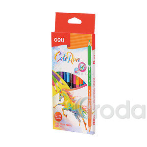 Színesceruza készlet, háromszögletű, DELI ColoRun / Dual, 12db/24 különböző szín